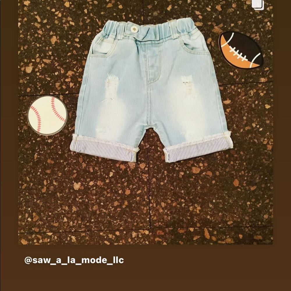 “OH LOT OF” Boys Distressed Denim Stone Washed Shorts